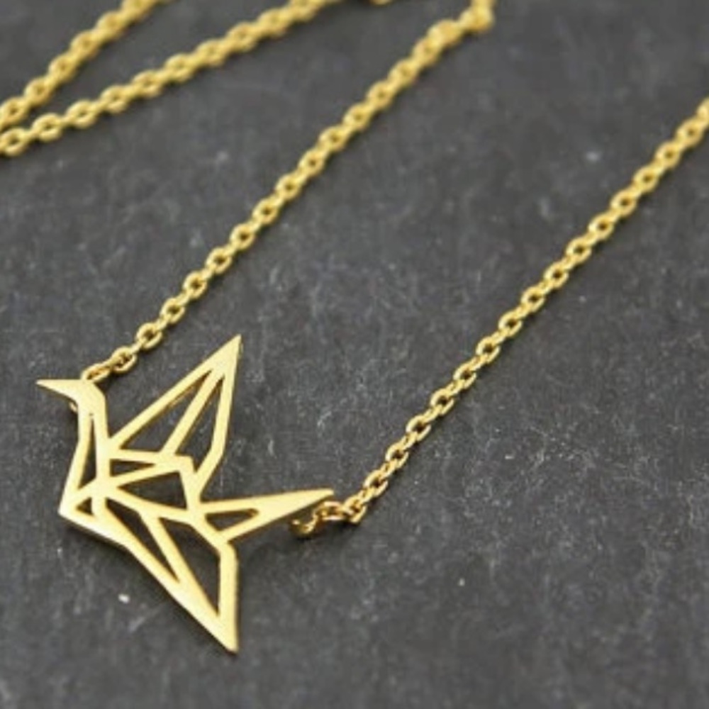 Simple Gold Plated Origami Pigeon Pendant